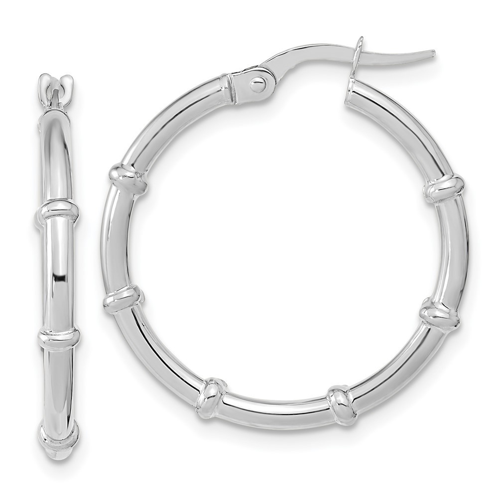 14k White Polished And Fancy Hoop Earrings 25.1 L X 24.48 Mm W